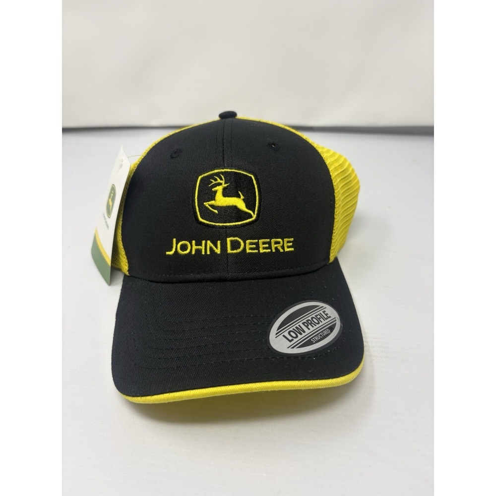 John Deere Yellow/Black Embroidered & Mesh Hat Adult Adjustable New w/Tags!